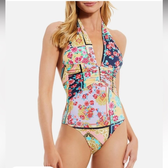 NWT Johnny Was Japer plunge one piece swimsuit size S - Picture 1 of 13
